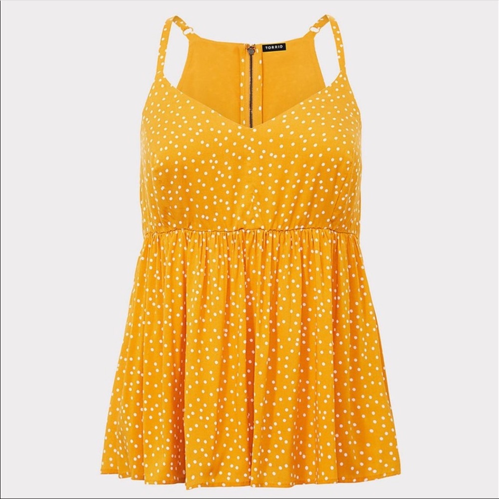 Torrid yellow polka dot babydoll top